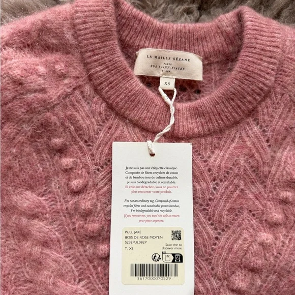 SOLD-NTW Sezane Jake Jumper pink Xs - Picture 2 of 4